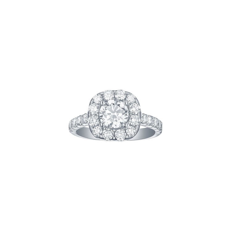 Lab Grown Diamond Cushion Halo Engagement Ring