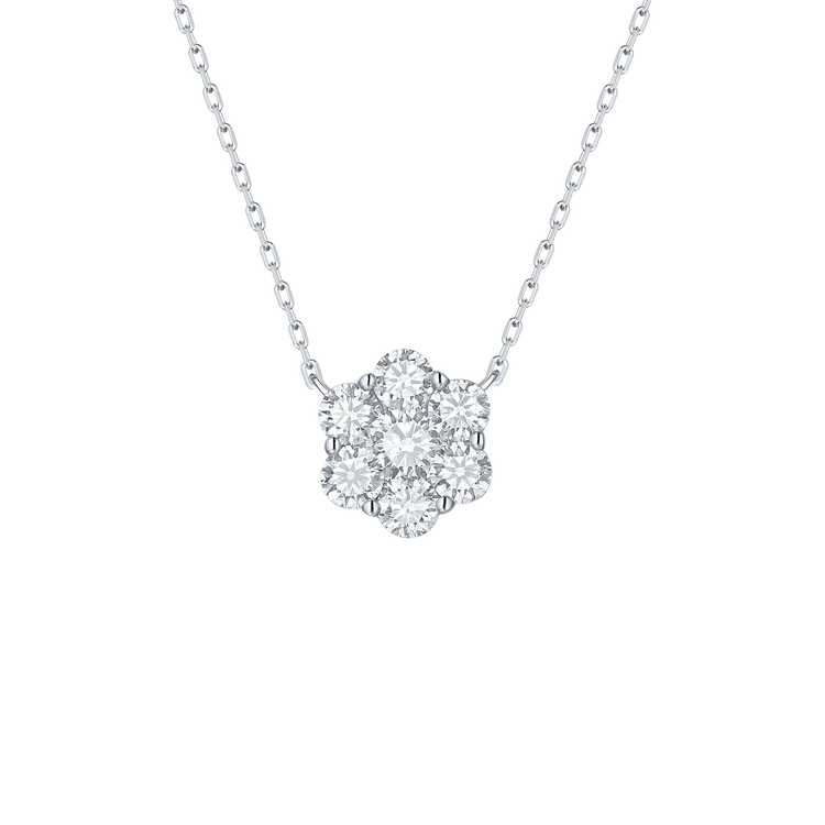 Lab Grown Diamond Flower Cluster Necklace