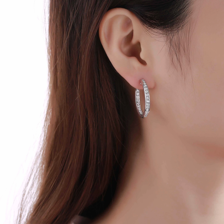 Lab Grown Diamond Channel Inside-Out Hoops