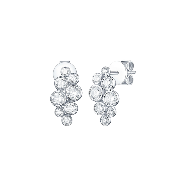 Lab Grown Diamond Bezel Set Cluster Earrings