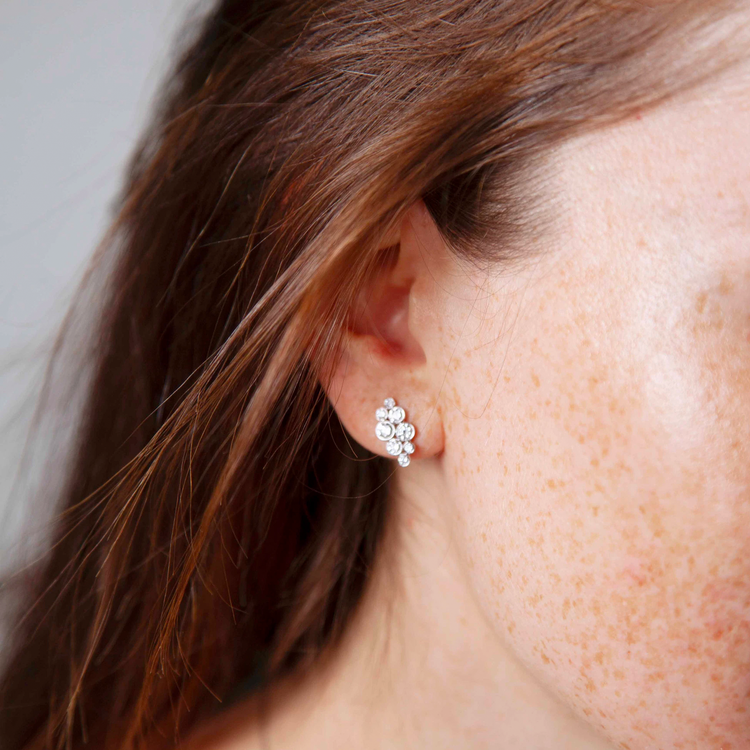 Lab Grown Diamond Bezel Set Cluster Earrings