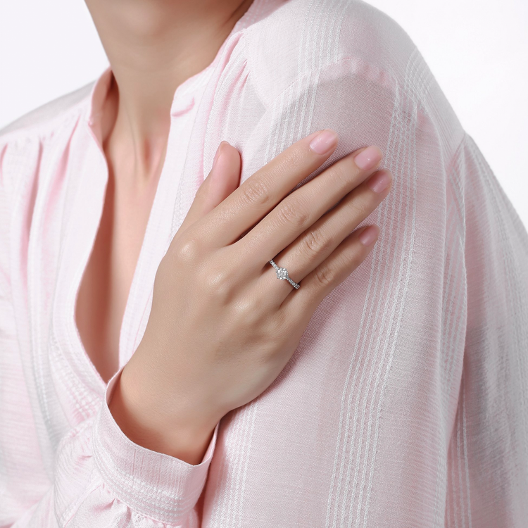 Lab Grown Diamond Classic Pavé Engagement Ring