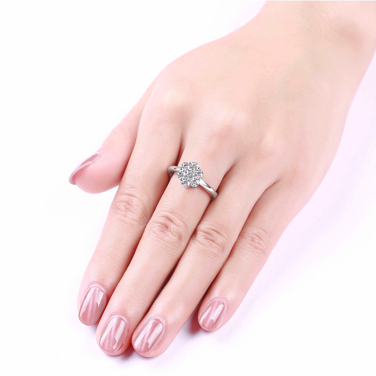 Lab Grown Diamond Cluster Flower Engagement Ring
