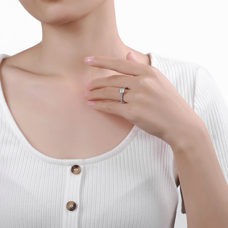 Lab Grown Diamond Classic Pavé Engagement Ring