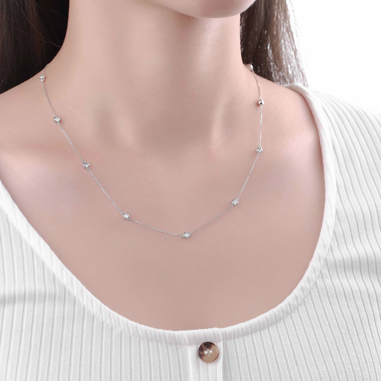 Lab Grown Diamond Bezel Set Station Necklace