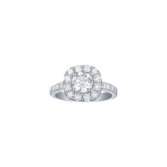 Lab Grown Diamond Cushion Halo Engagement Ring