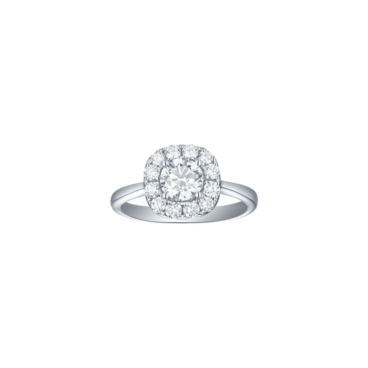 Lab Grown Diamond Cushion Halo Engagement Ring